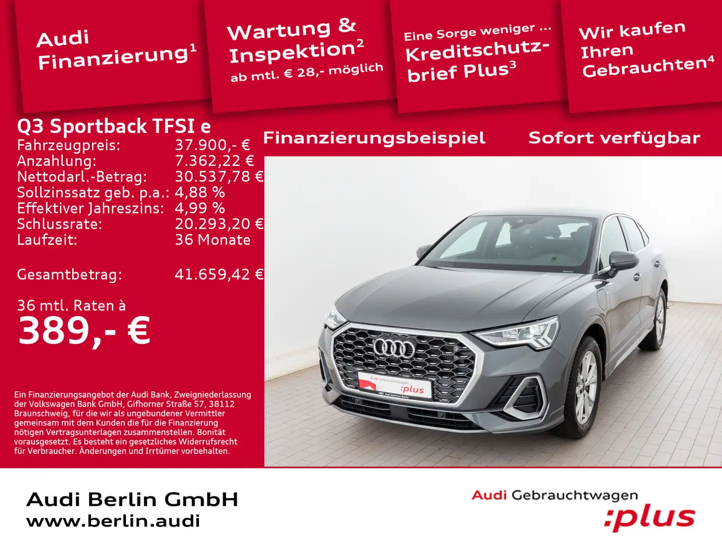 Audi Q3 S line 45 e S tr. LED 360°K Grau - 1