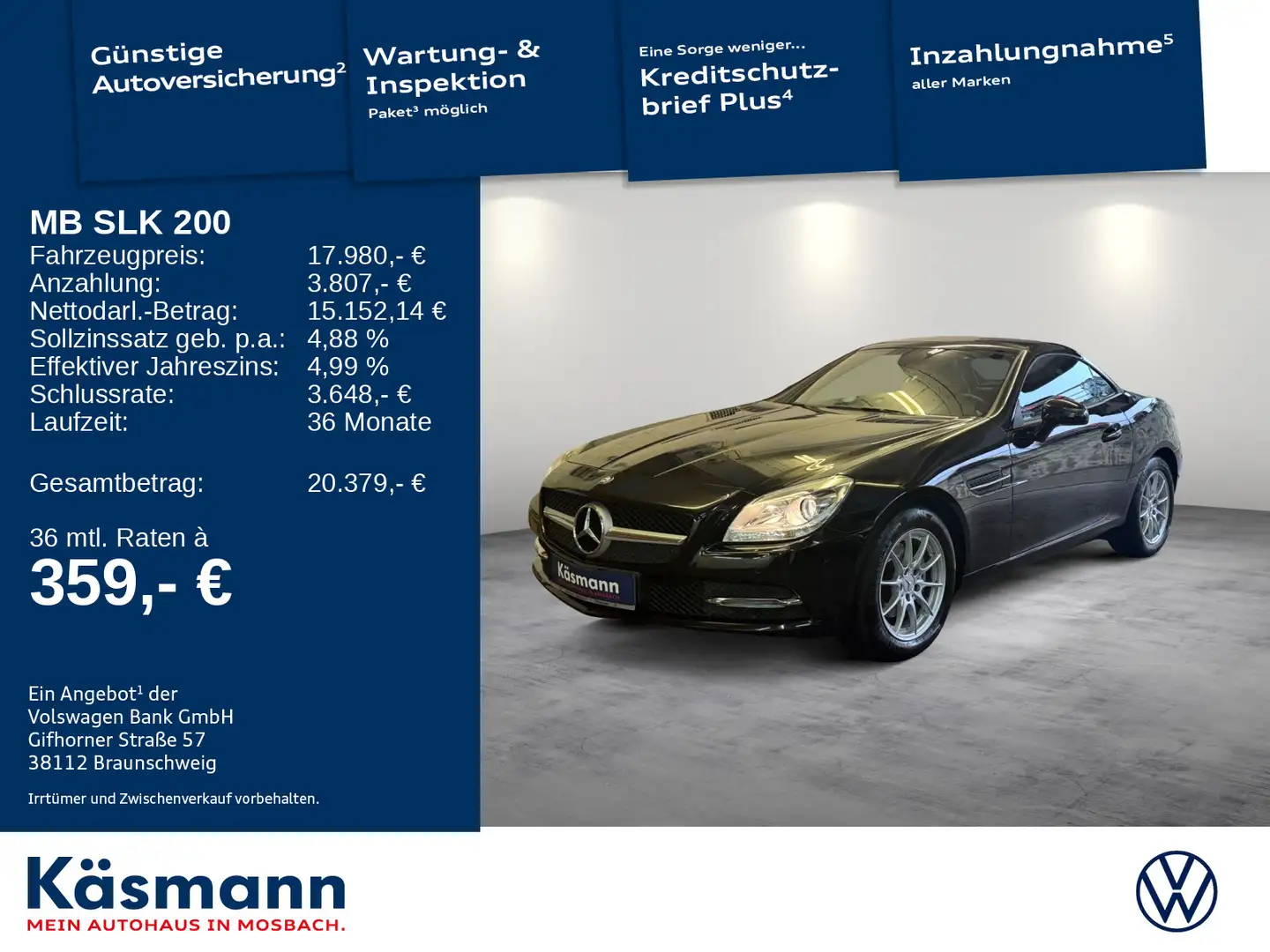 Mercedes-Benz SLK 200 BlueEfficiency SHZ PDC AIRSCARF LEDER Noir - 1