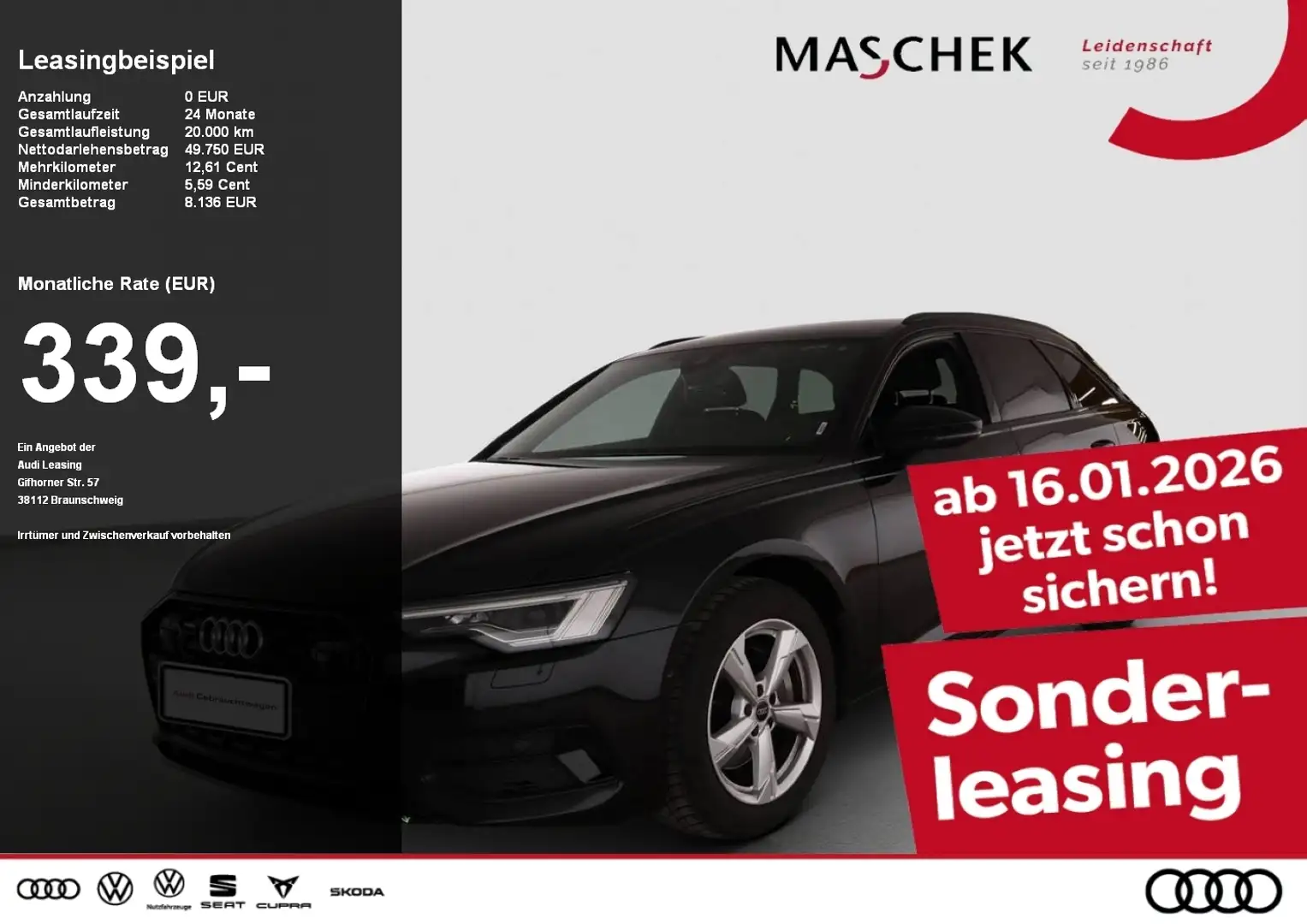 Audi A6 Avant 45 TDI AHK Black LM19 Memory Matrix ACC Schwarz - 1