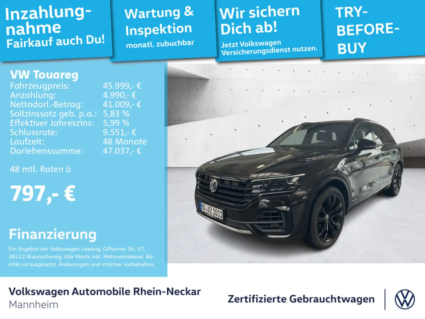 Volkswagen Touareg 3.0 V6 TDI BMT R-Line Navi AHK Pano uvm Brun - 1