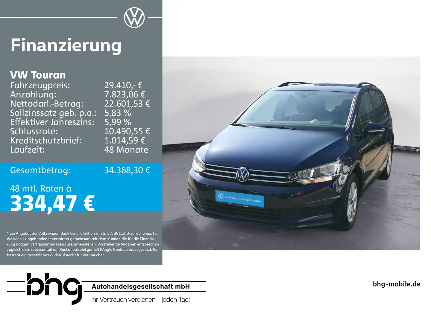 Volkswagen Touran 1.5 TSI DSG Comfortline #ACC #Kamera #Key Blau - 1