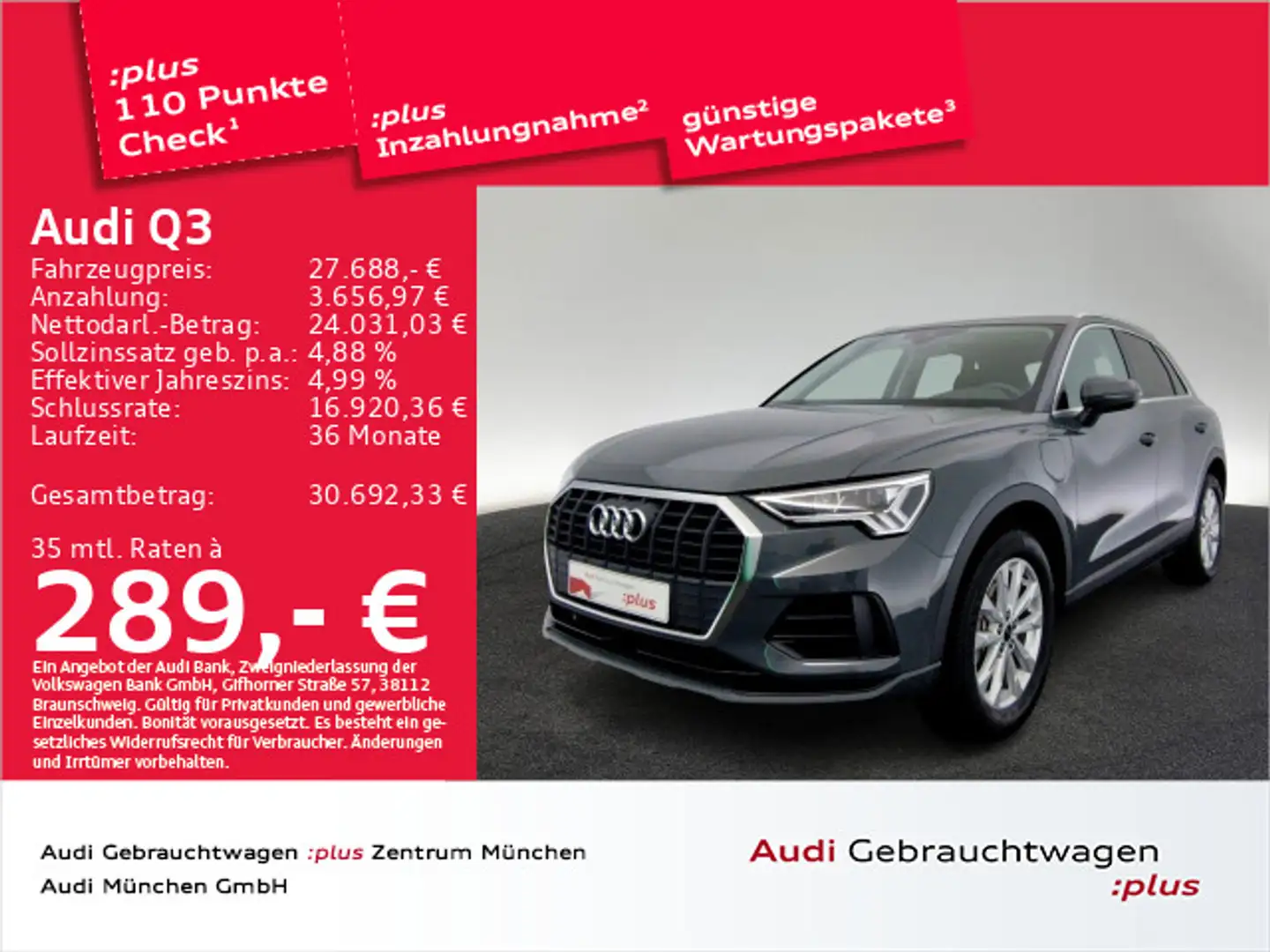 Audi Q3 45 TFSI e S tronic Pano/SONOS/Navi+ Grijs - 1