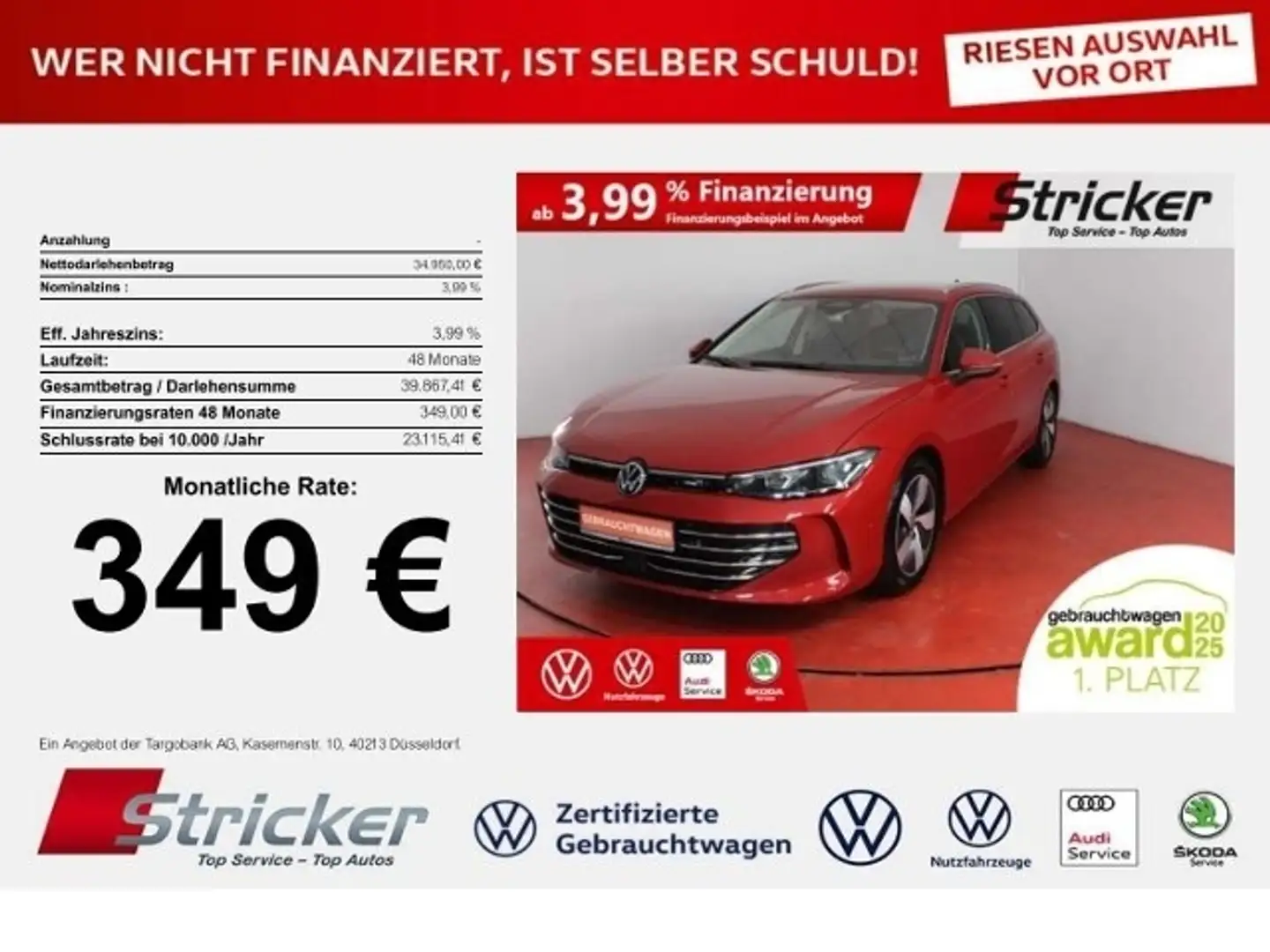 Volkswagen Passat Variant Elegance 2.0TDI DSG 349,-ohne Anzahlung Travel AH Rot - 1