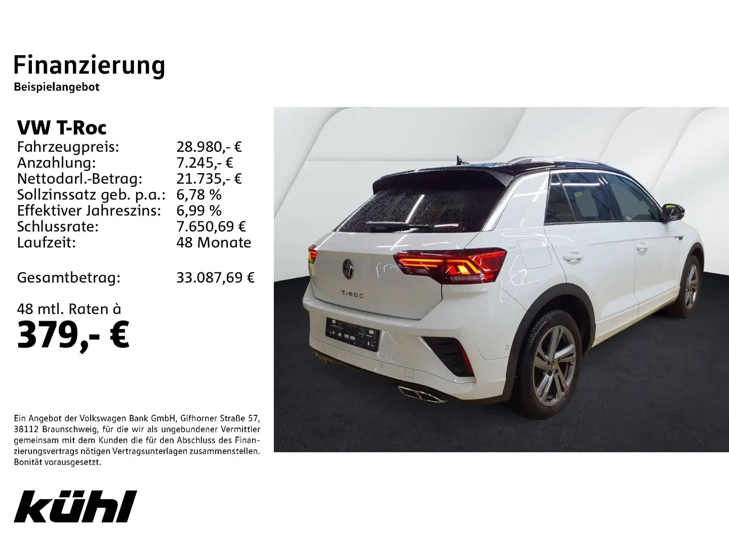 Volkswagen T-Roc 1.5 TSI DSG R-Line LED+/ACC/Kamera/App/Nav Weiß - 2