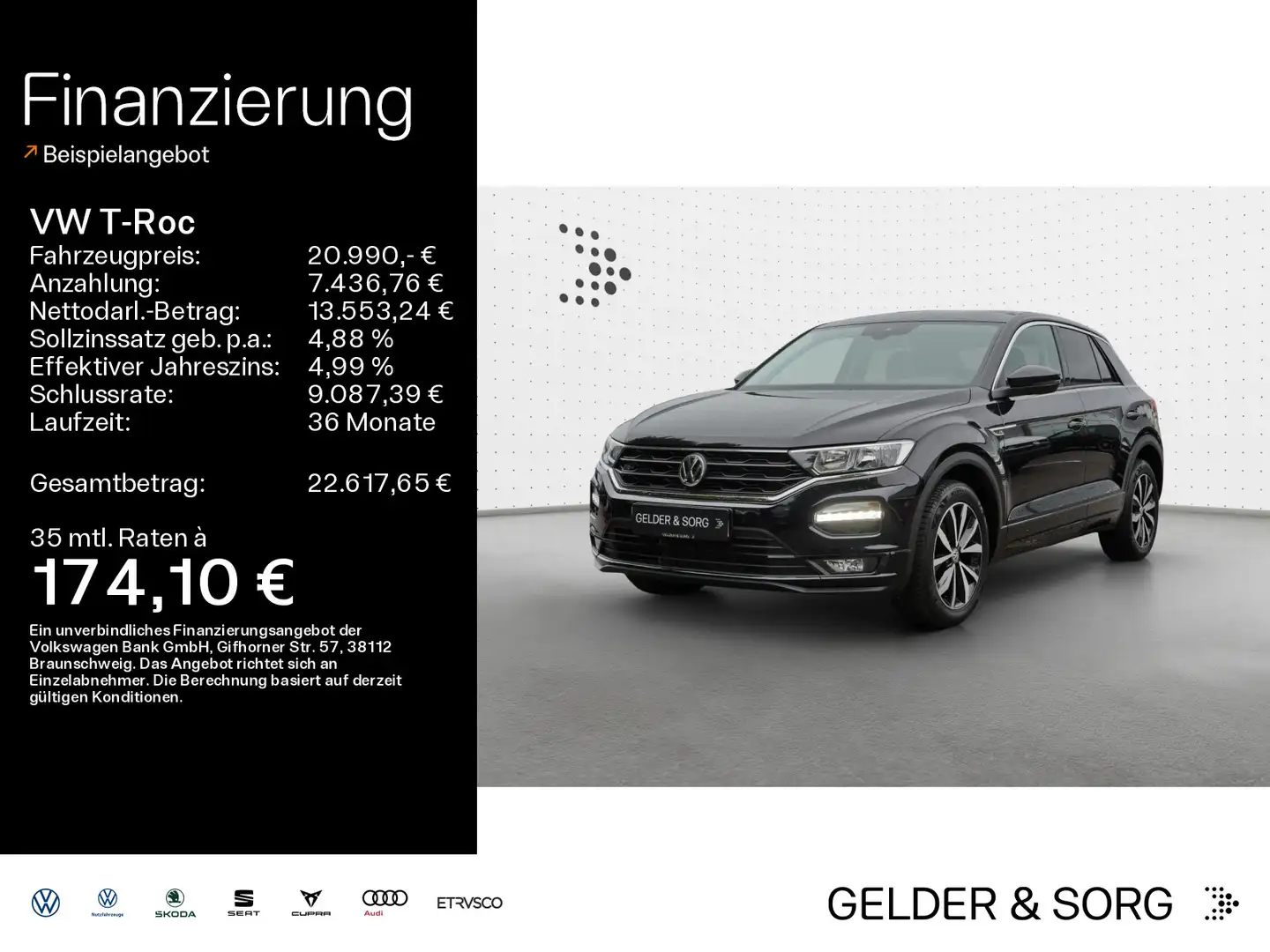 Volkswagen T-Roc 1.0 TSI R-Line Beats*ACC*Navi*Connect*17Z* Schwarz - 1