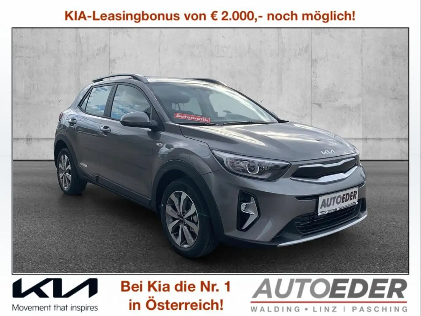 Kia Stonic 1,0 TGDI GPF ISG Silber DCT Aut. Grau - 1