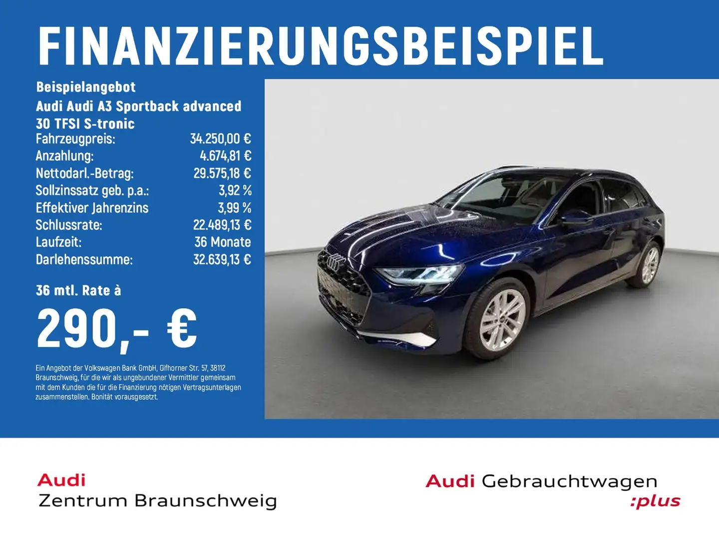 Audi A3 Sportback advanced 30 TFSI S-tronic SHZ+KLIMA Blau - 2