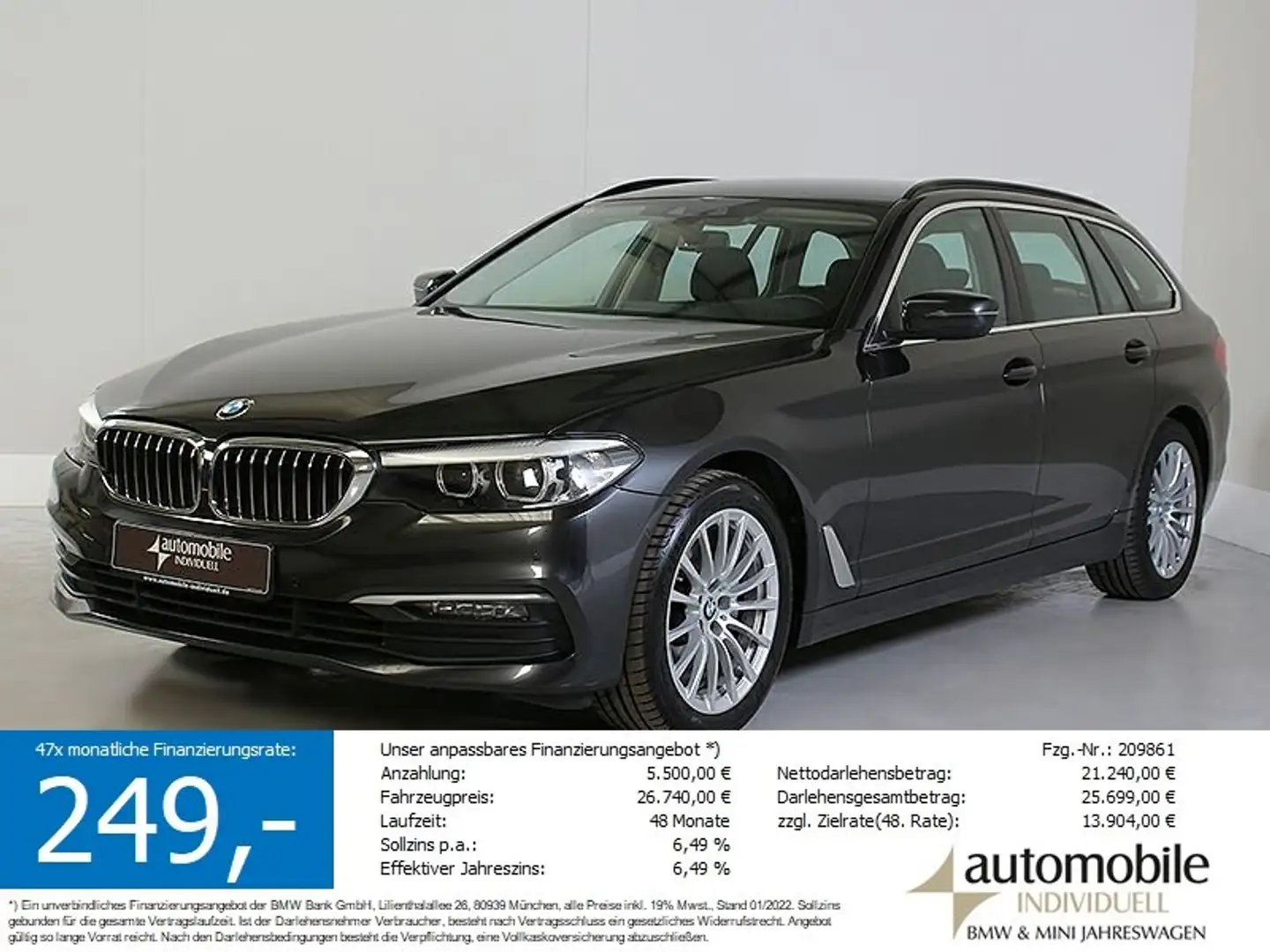 BMW 520 d AT HuD Navi Prof. Parkassistent Alarm AHK Gris - 1