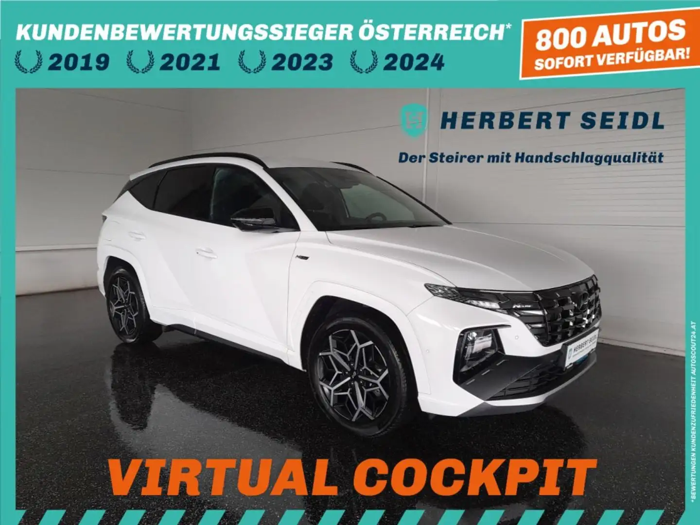 Hyundai TUCSON N-LINE PHEV 4x4 Aut *19 ZOLL / VOLL LED / NAVI / VIRTUELL / 360° KAMERA / ACC / E-KLAPPE* Weiß - 1