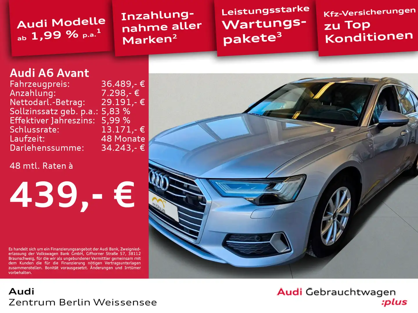 Audi A6 40 TDI S-TRO*S-LINE*ACC*360°*MATRIX* Argento - 1