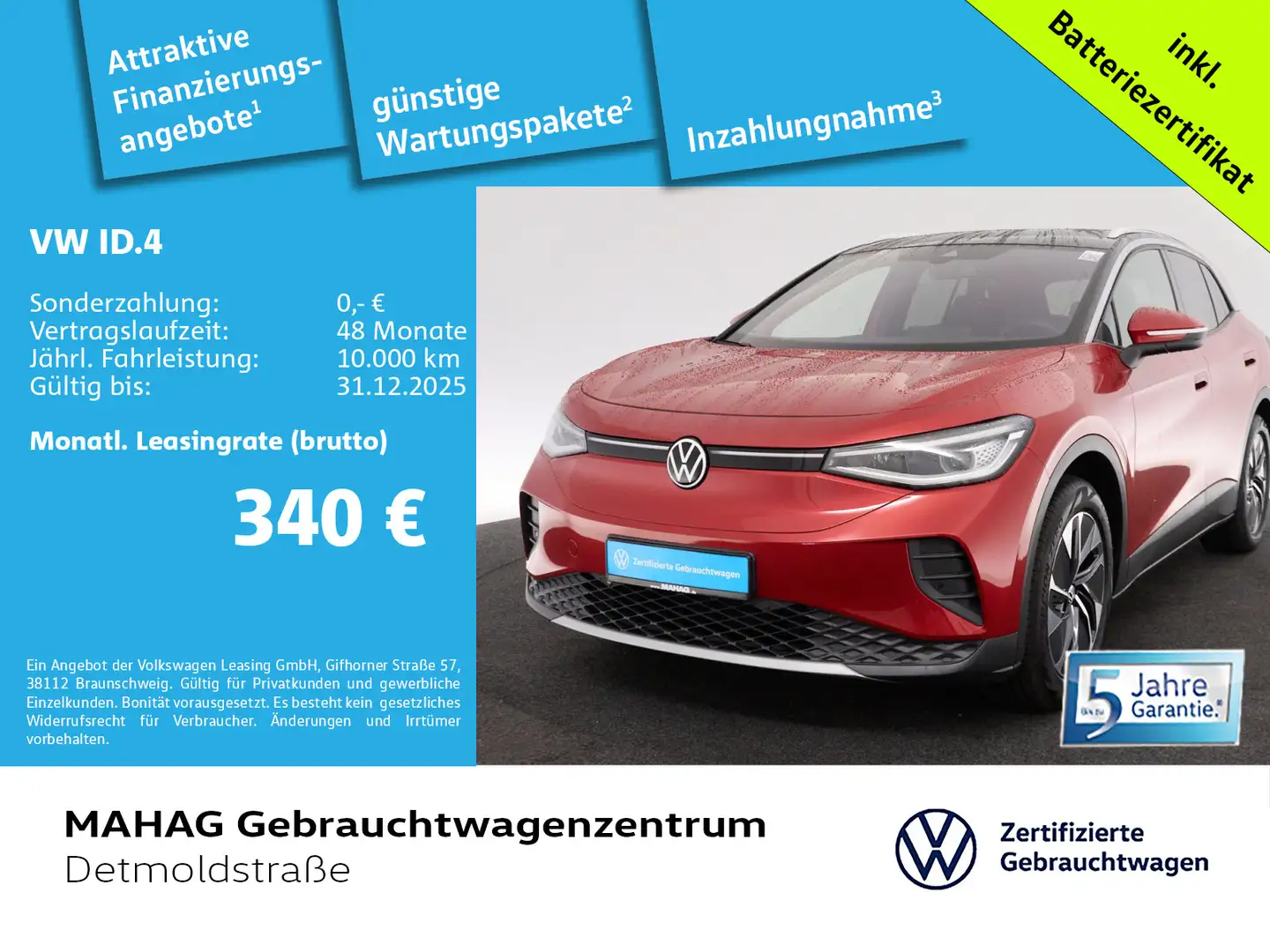 Volkswagen ID.4 Pro 210kW WärmePu NaviPro IQ.LIGHT 19Zoll Rot - 1