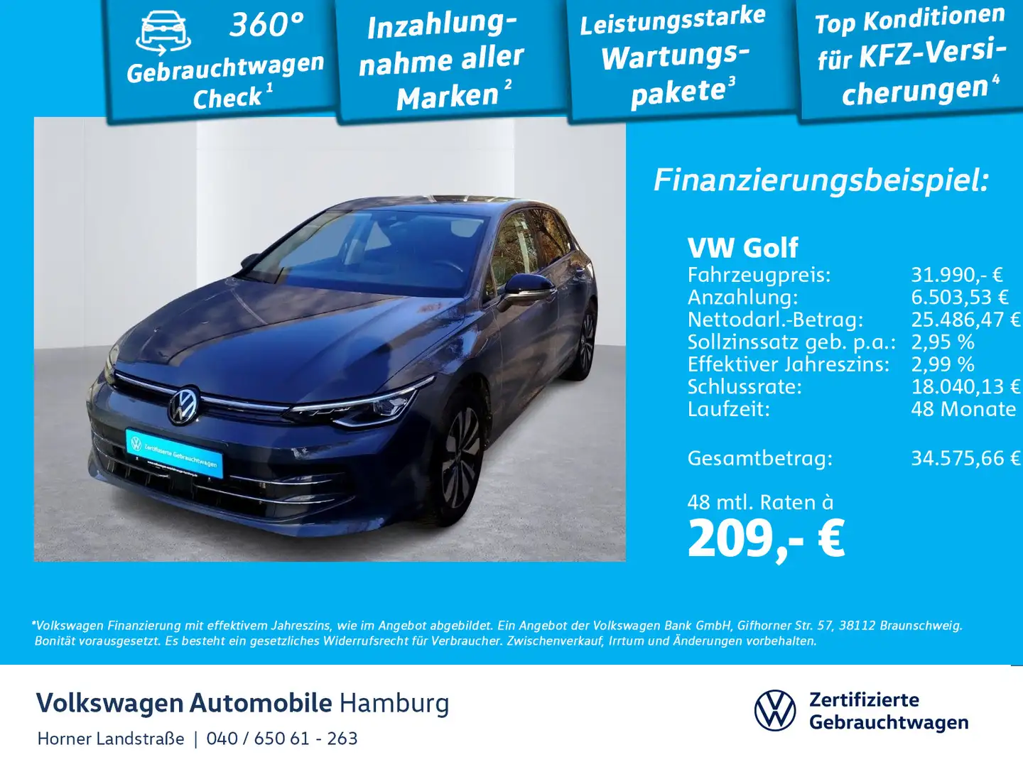 Volkswagen Golf VIII 2.0TDI DSG AHK Kamera Navi Sitzheizung Gelb - 1