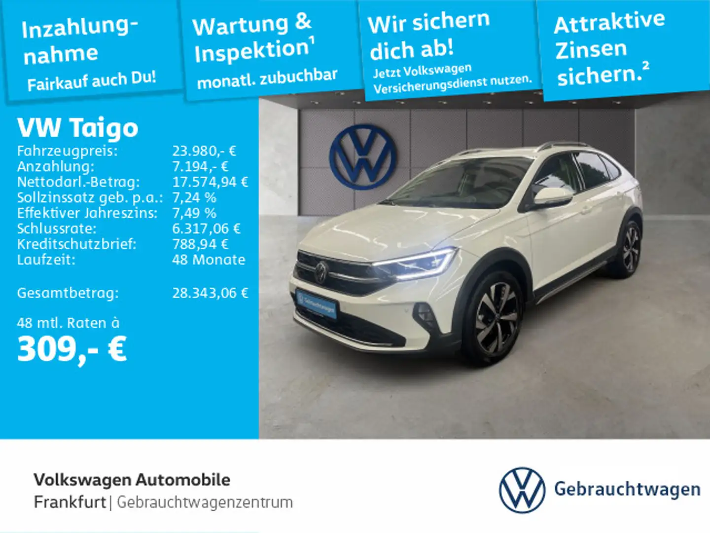 Volkswagen Taigo 1.0 TSI DSG Style Navi IQ.Light DAB+ Front Blanc - 1
