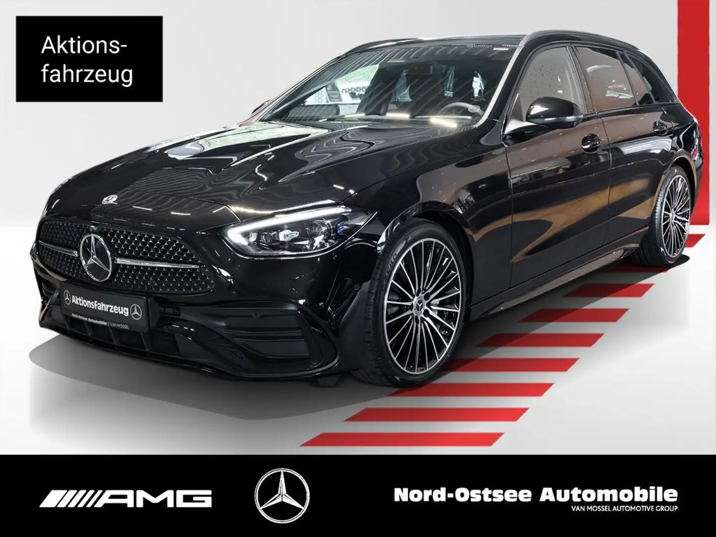 Mercedes-Benz C 200 T AMG-EDITION NIGHT PANO AHK DISTRON 360° Zwart - 1