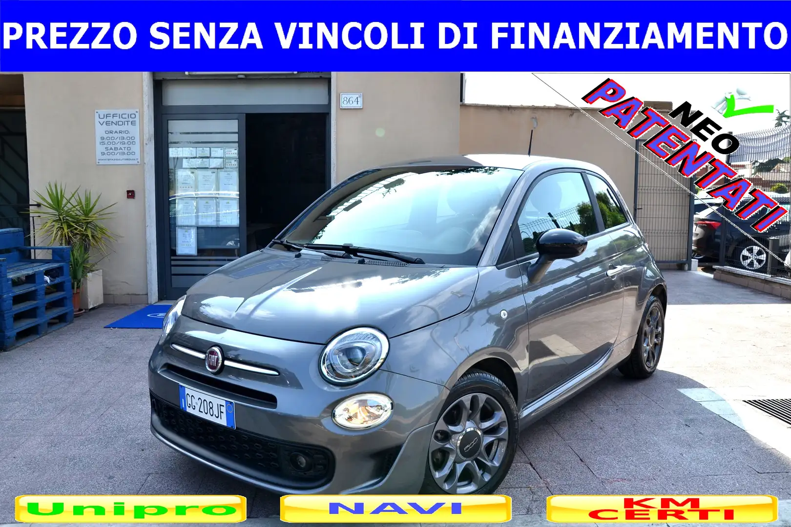 Fiat 500 1.0 HYBRID CONNECT *UNIPRO'**PREZZO VERO** Grijs - 1