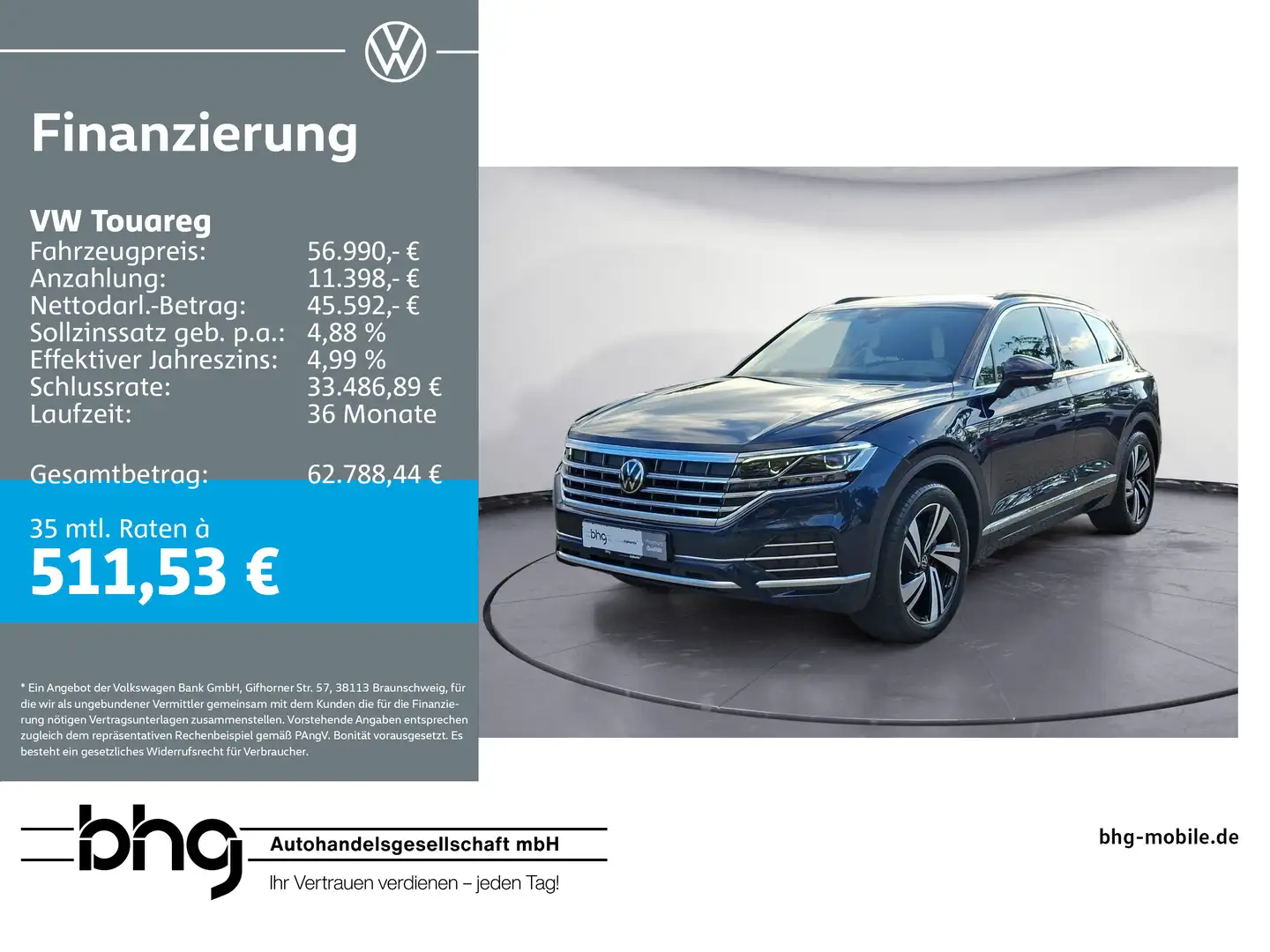 Volkswagen Touareg 3.0 V6 TDI 4Motion DPF Aut. Elegance Blau - 1