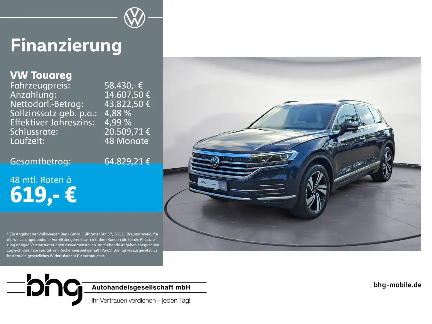 Volkswagen Touareg 3.0 V6 TDI 4Motion DPF Aut. Elegance Blau - 1