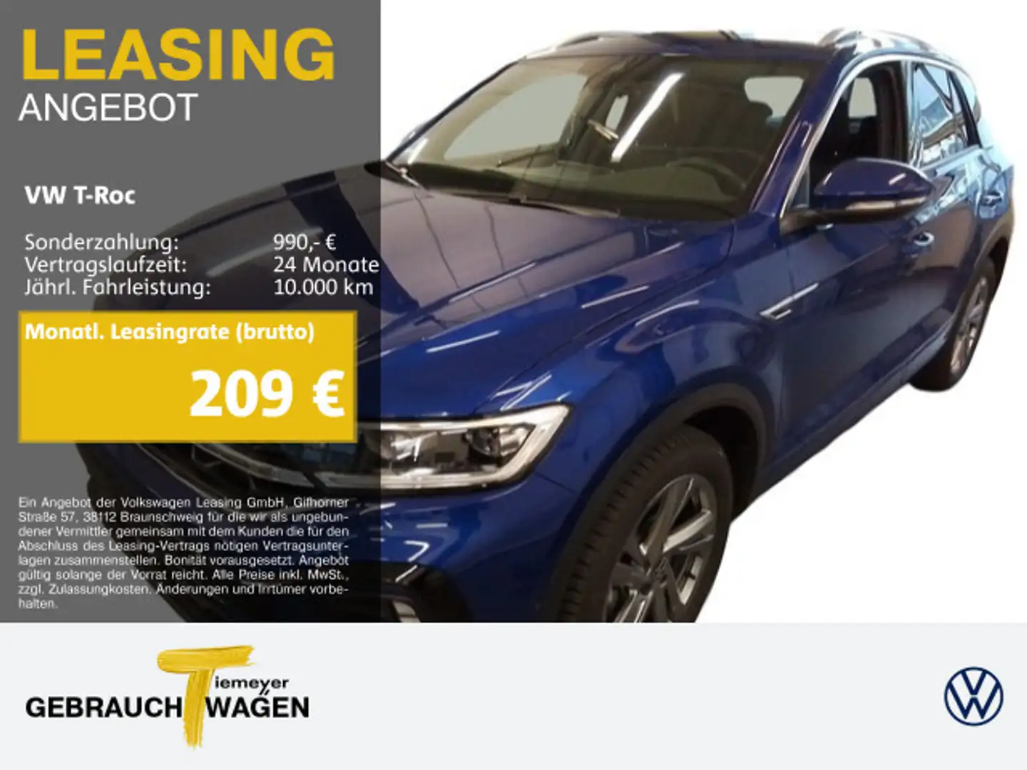 Volkswagen T-Roc 2.0 TDI R-LINE NAVI AHK KAMERA Blau - 1