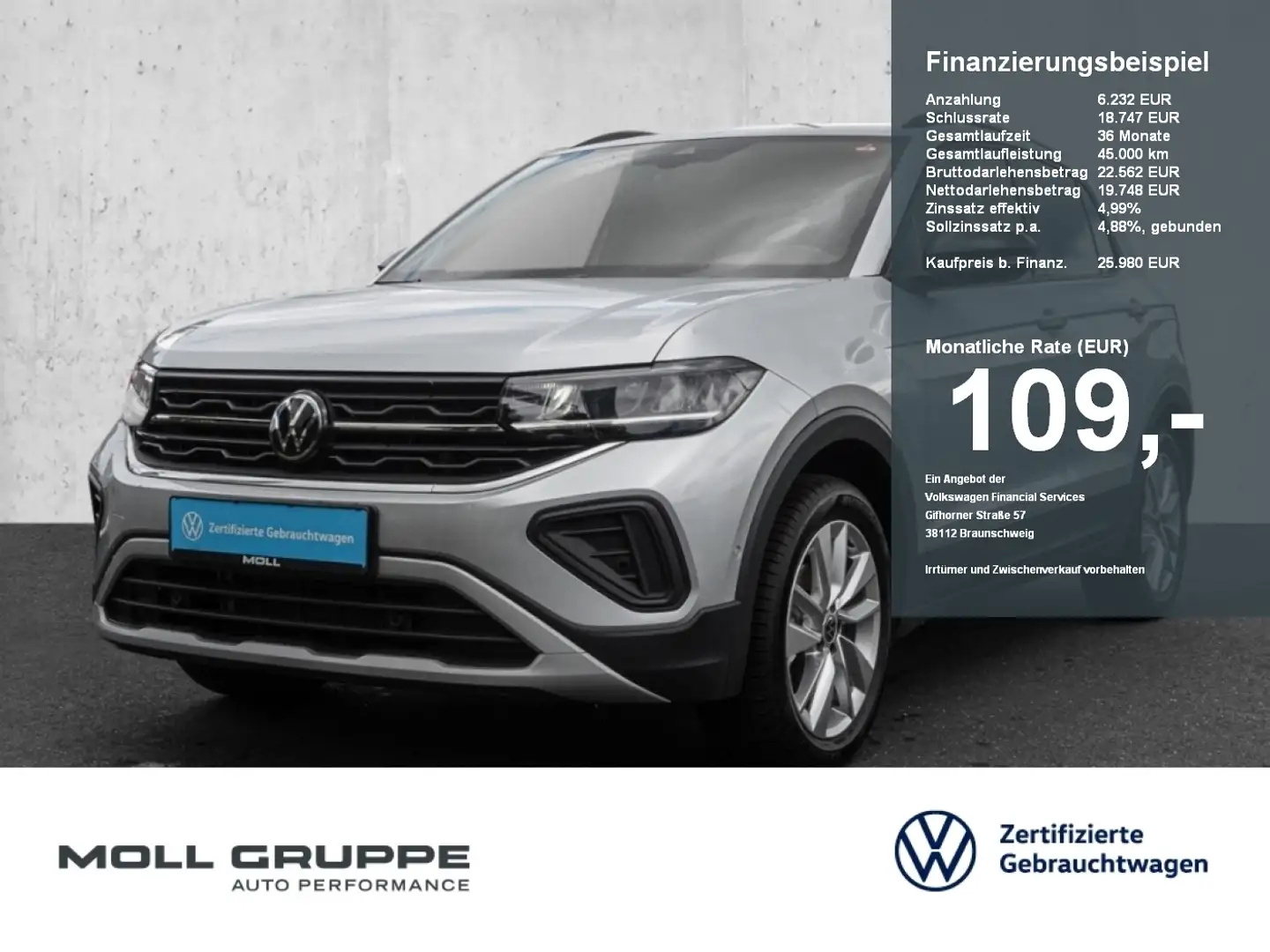 Volkswagen T-Cross 1.5 TSI DSG Life MATRIX 2xKLIMA ACC AUT Argintiu - 1