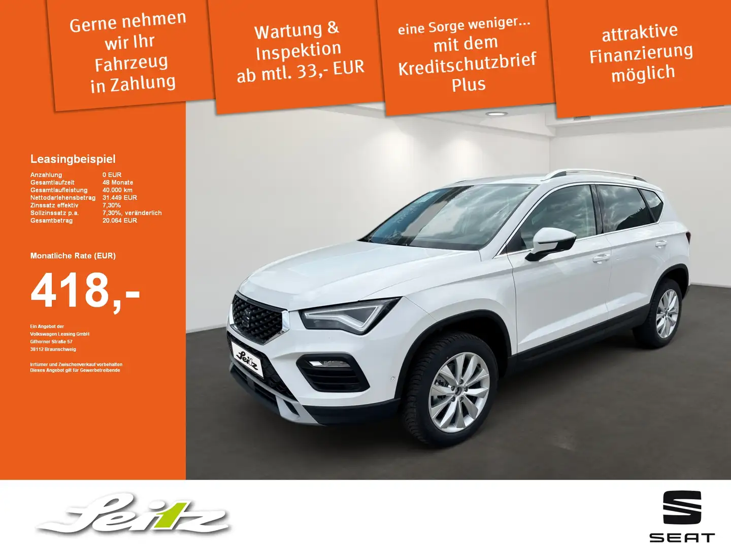 SEAT Ateca 1.5 TSI Style *NAVI*PDC*WINTERPAKET* Weiß - 1