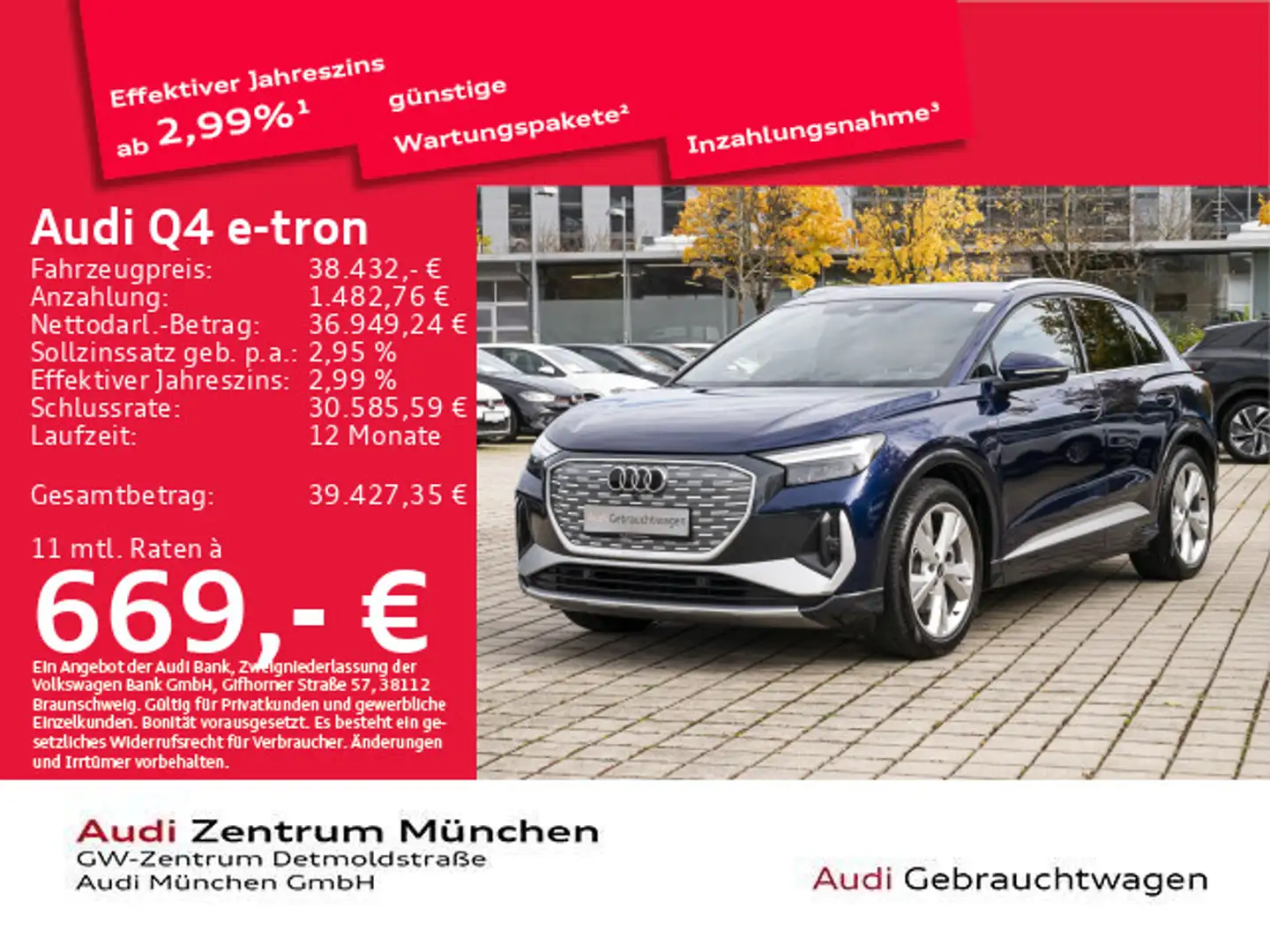 Audi Q4 e-tron 40 S line AHK/Navi/Virtual/Assistenz Blau - 1