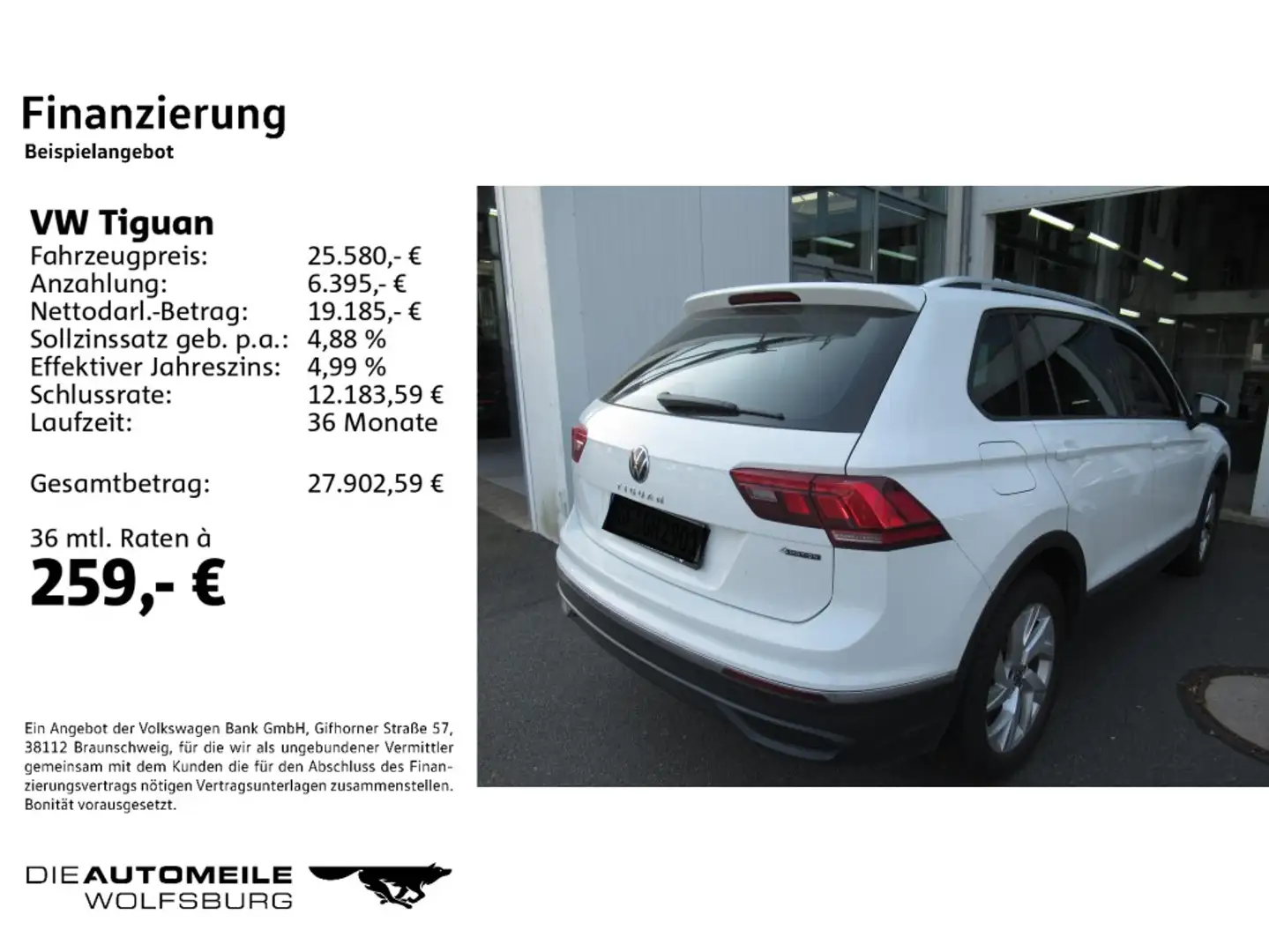 Volkswagen Tiguan 2.0 TDI DSG 4 Motion Life AHK/ACC/Einpark Weiß - 2