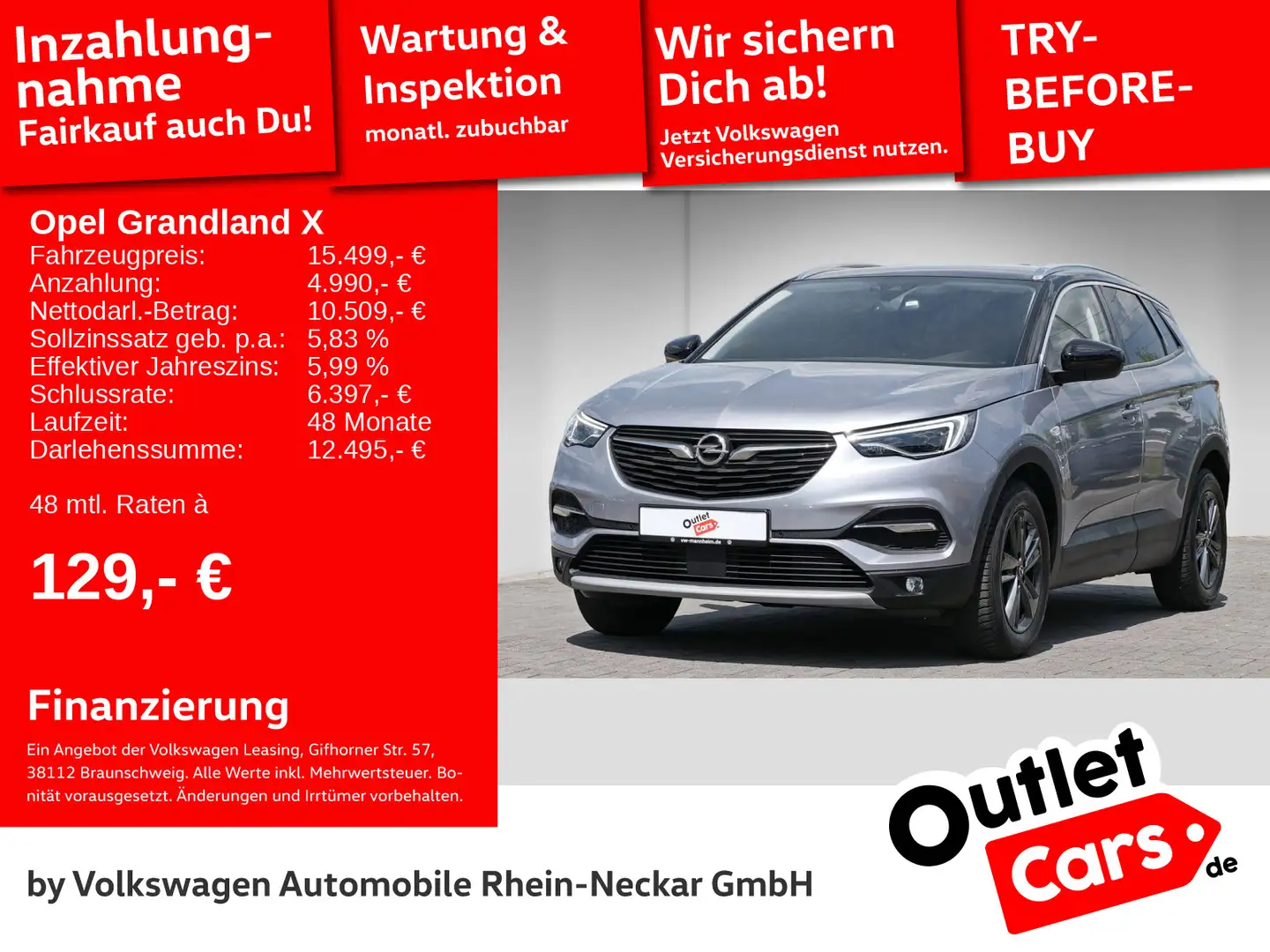 Opel Grandland X 1.2 Turbo LED Navi PDC Opel-Connect Grijs - 1