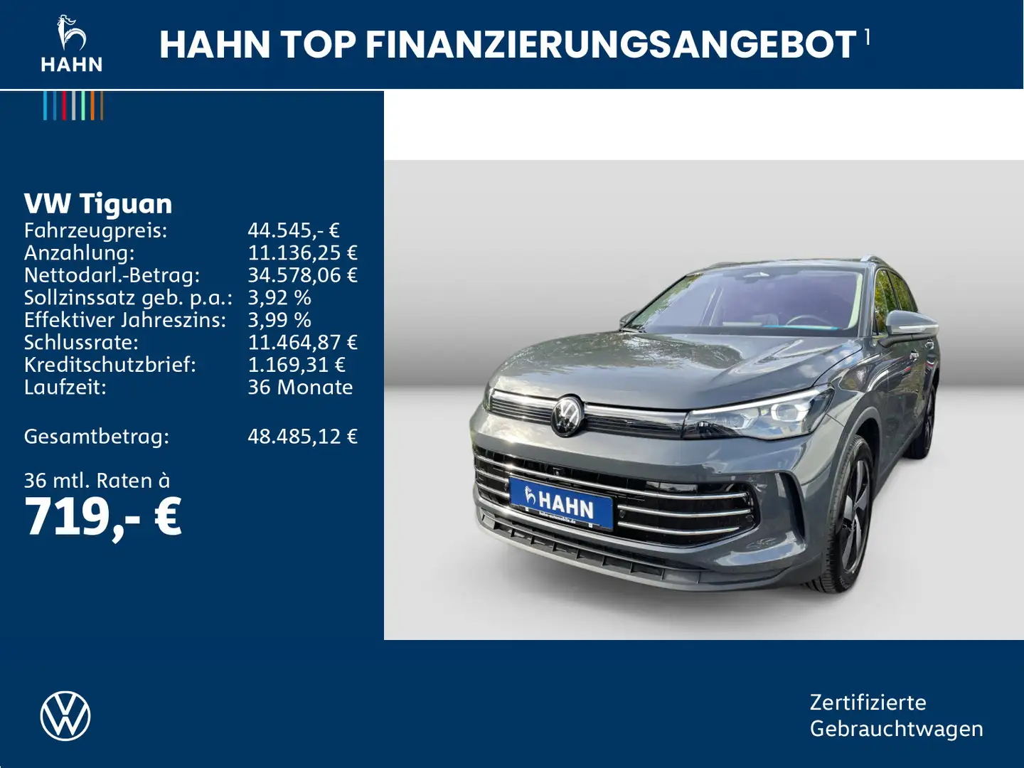 Volkswagen Tiguan 2.0TDI DSG 4Mo Elegance 360° AHK DCC Pano Grau - 2