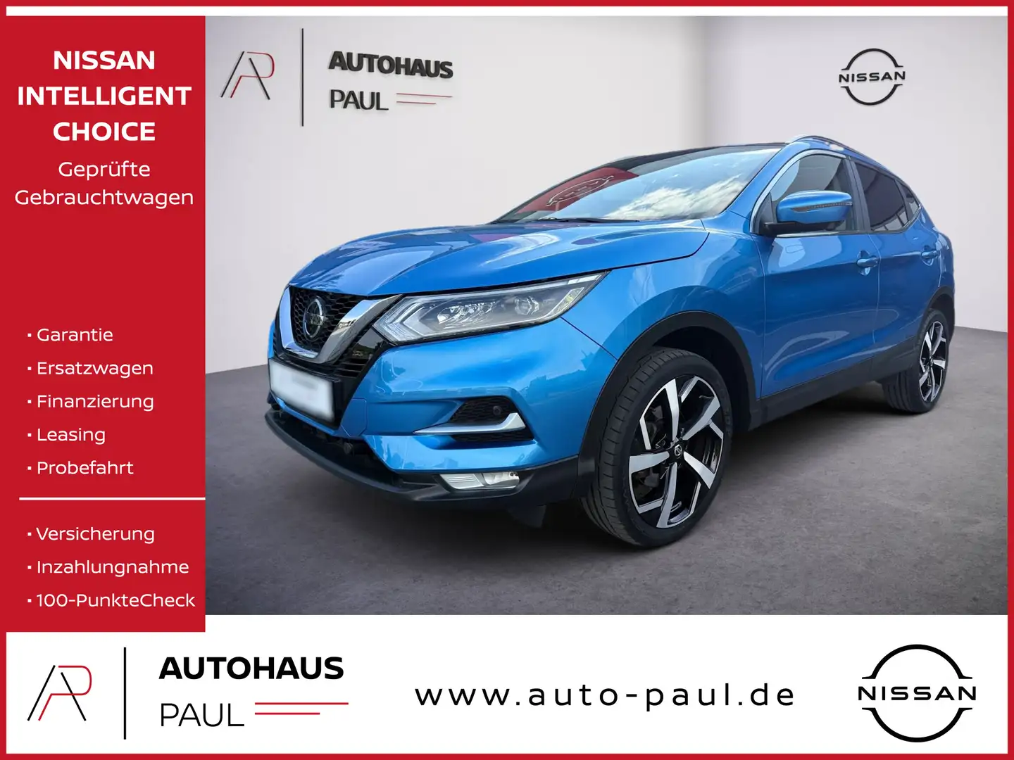Nissan Qashqai 1.3 DIG-T DCT Akari, AVM, Leder, PGD Blauw - 1