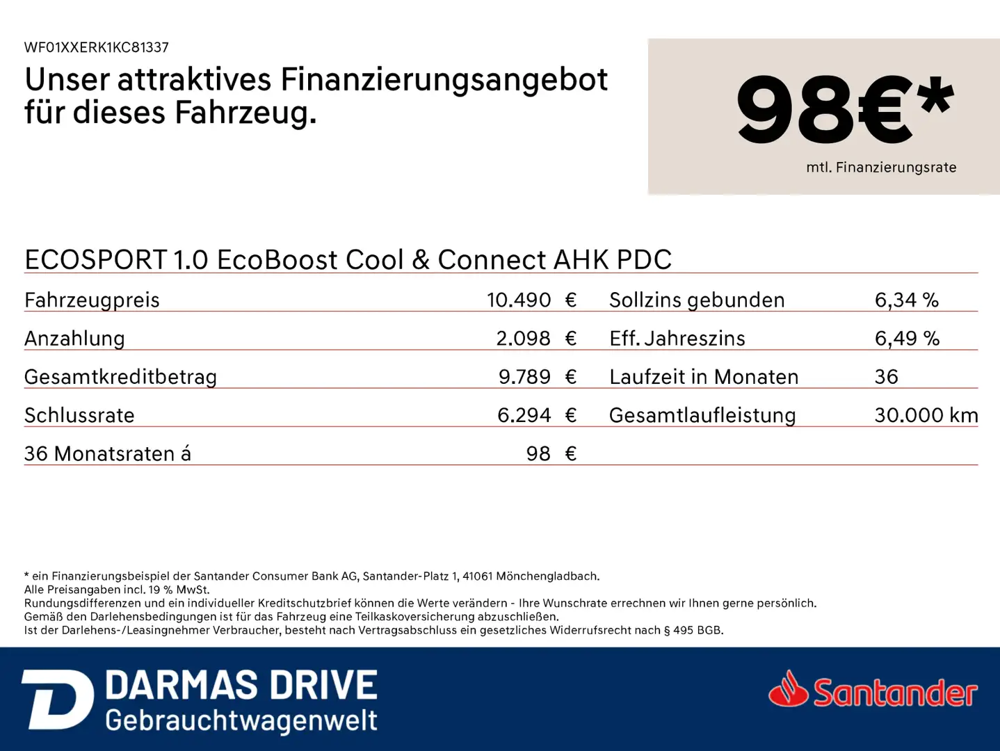 Ford EcoSport ECOSPORT 1.0 EcoBoost Cool & Connect AHK PDC - 2