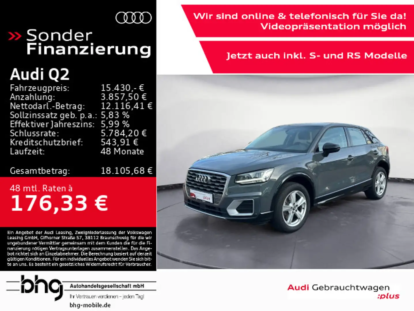 Audi Q2 1.4 TFSI Sport LED/Navi/Connect/Assist uvm. Gris - 1