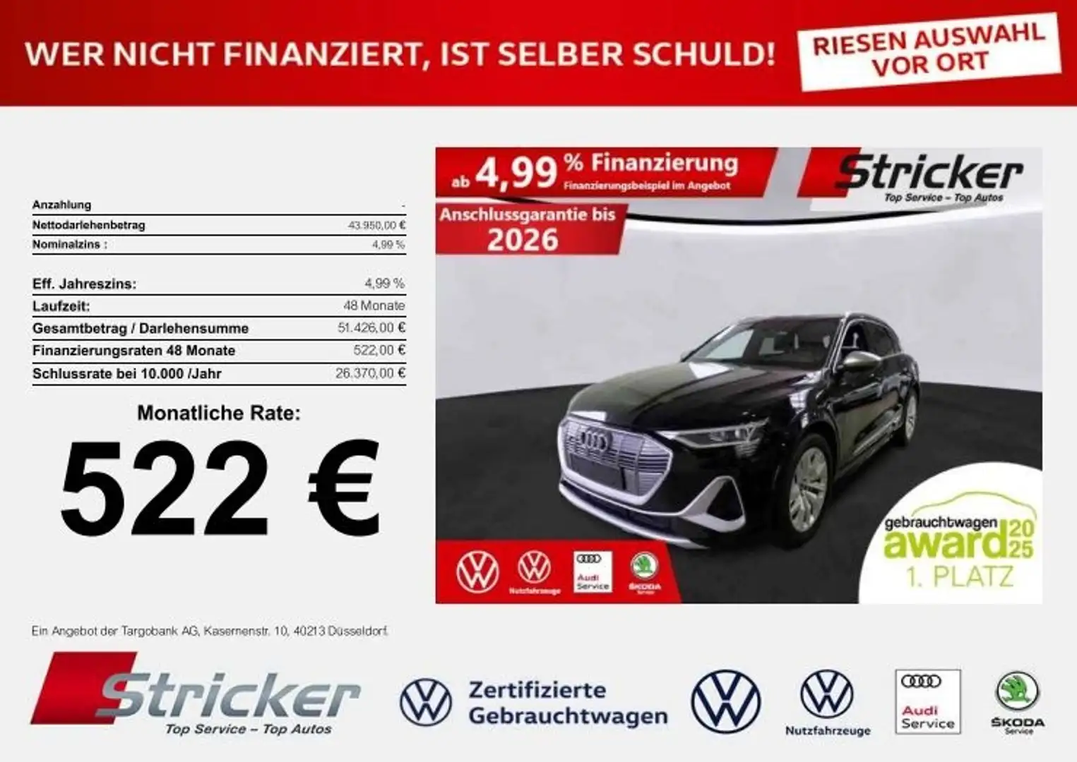 Audi e-tron S quattro 522,-ohne Anzahlung AHK Pano B&O Schwarz - 1