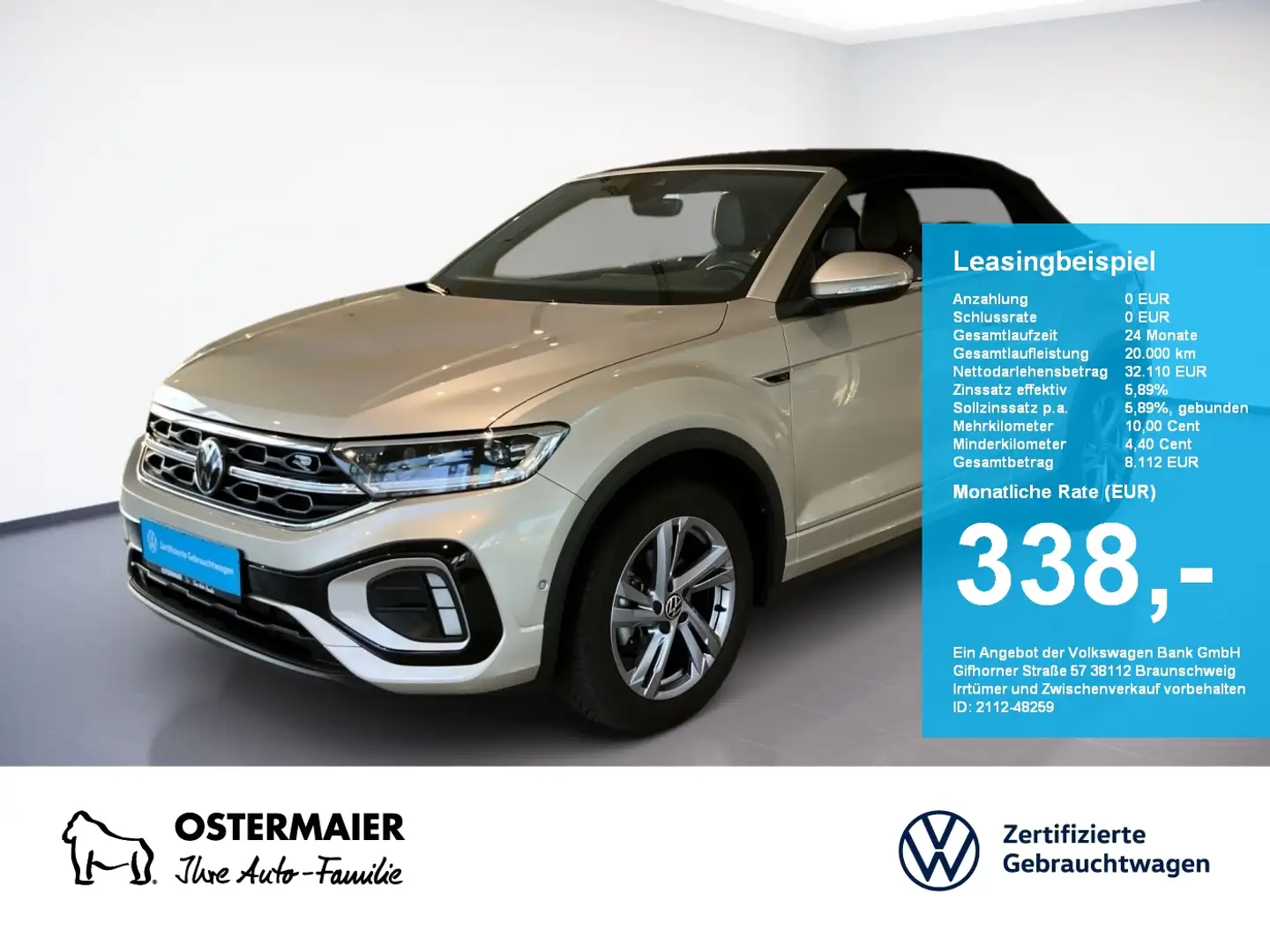 Volkswagen T-Roc Cabriolet R-LINE 1.5TSI 150PS DSG ACC.5J-G.STHZG.K Silber - 1