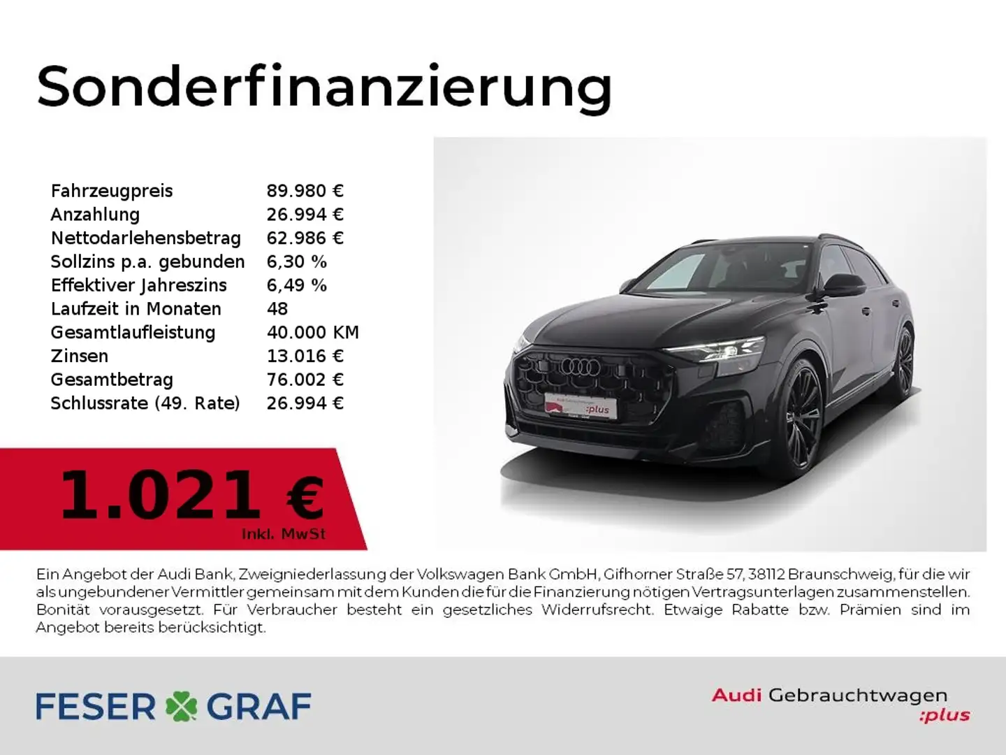 Audi Q8 50 TDI 2xS Line HUD,Pano,Standhzg,Kameras,B&O Schwarz - 1
