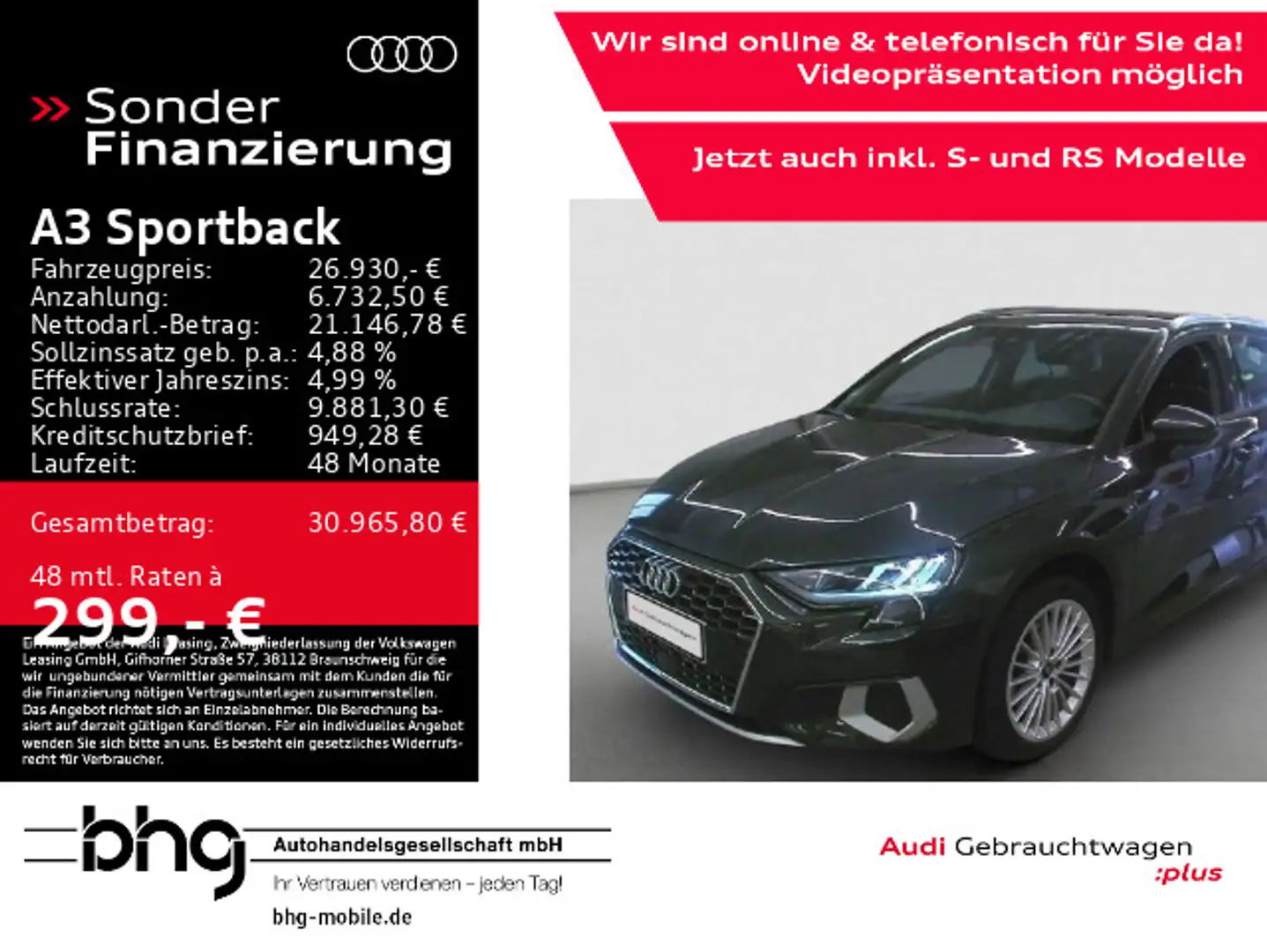 Audi A3 30TDI advanced Business ParkAssist Grau - 1