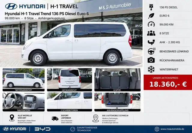 Hyundai H-1 Travel Trend 2.5 CRDI 8.Sitzer °AHK 2300 KG-Navi-Winter Paket°