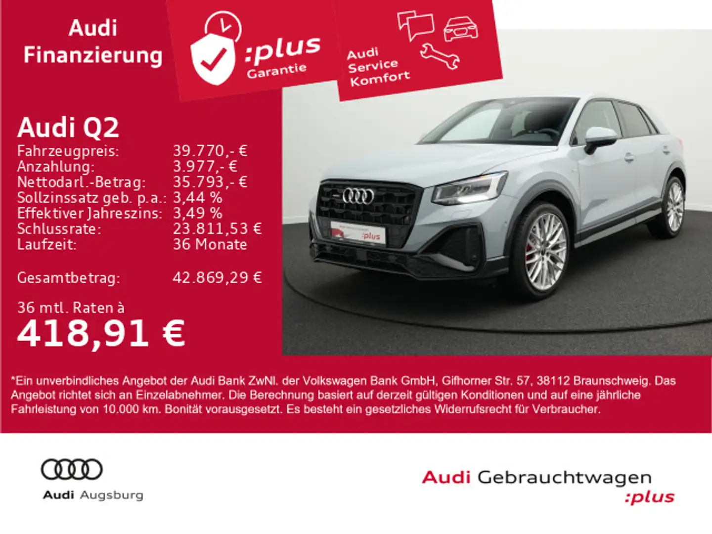 Audi Q2 40TFSI qu. 2x S line*Optik schwarz*AHK*8-fach Grau - 1
