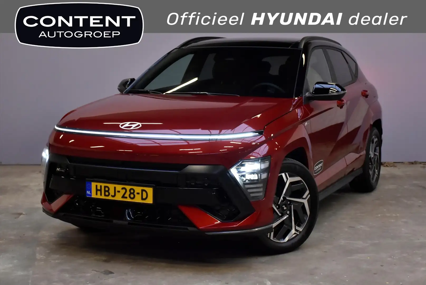 Hyundai KONA 1.6i Hybrid DCT N Line Sky I Schuifdak I 2tone lak Rood - 1