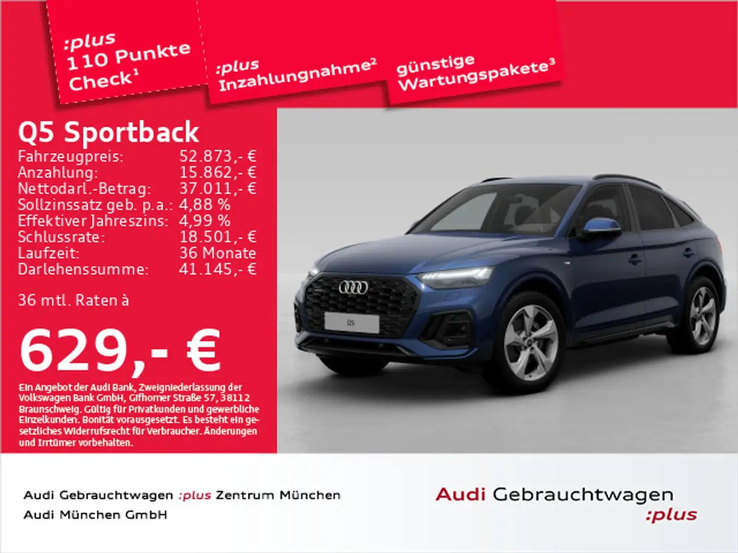 Audi Q5 45 TFSI qu. S tronic S line ACC/AHK Blau - 1