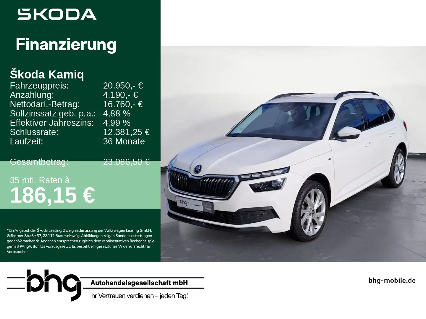 Skoda Kamiq 1.5 TSI DSG Clever AHK, AppConnect, Rückfa Weiß - 1