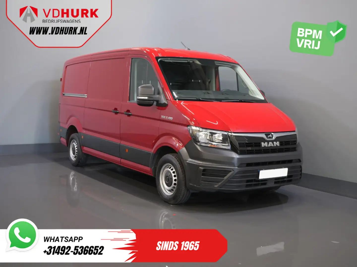 MAN TGE 2.0 TDI L3H2 BPM VRIJ! 3 Pers./ 2.5t Trekverm./ Ca Rood - 1