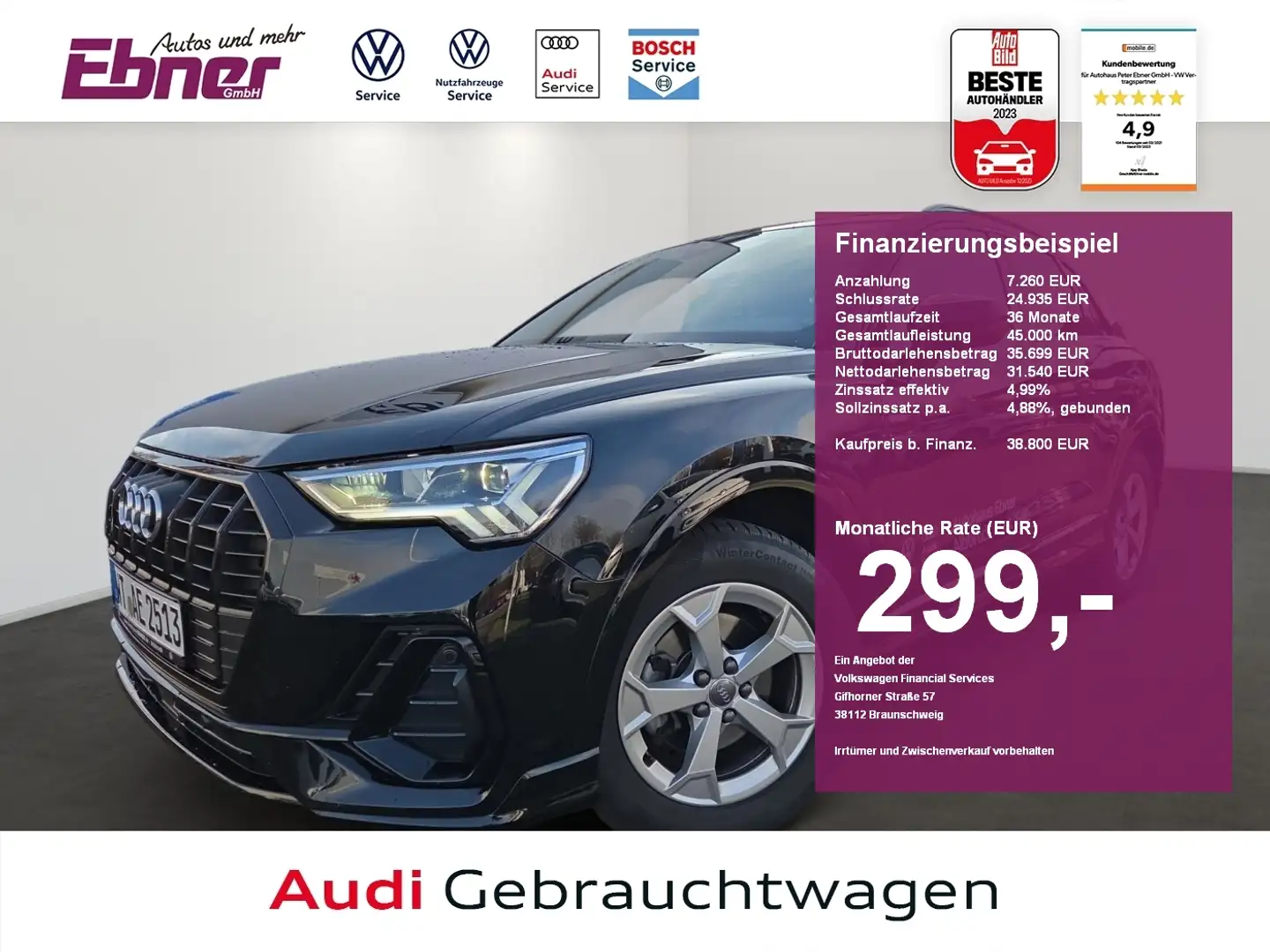 Audi Q3 S-LINE 35TFSI S-TRONIC ACC+PANO+AHK+KAMERA+LED+NAV Schwarz - 1