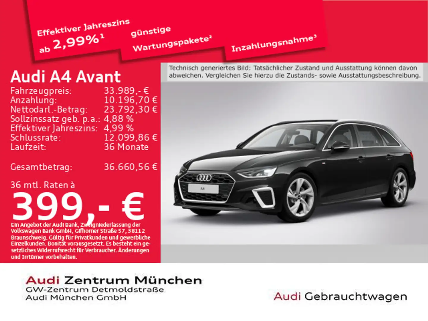 Audi A4 35 TDI S tronic S line Virtual/Navi Schwarz - 1