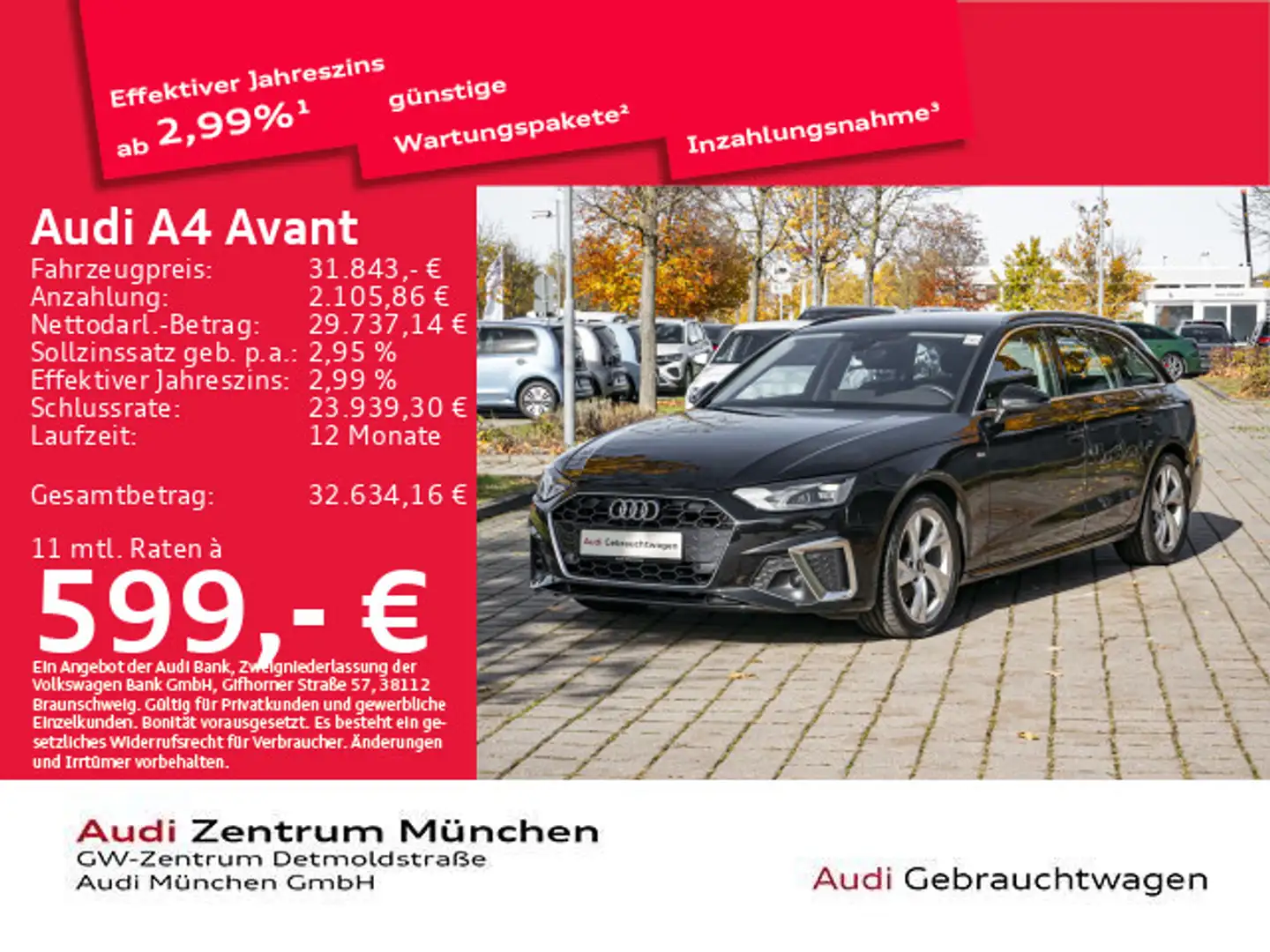 Audi A4 35 TDI S tronic S line Virtual/Navi Schwarz - 1
