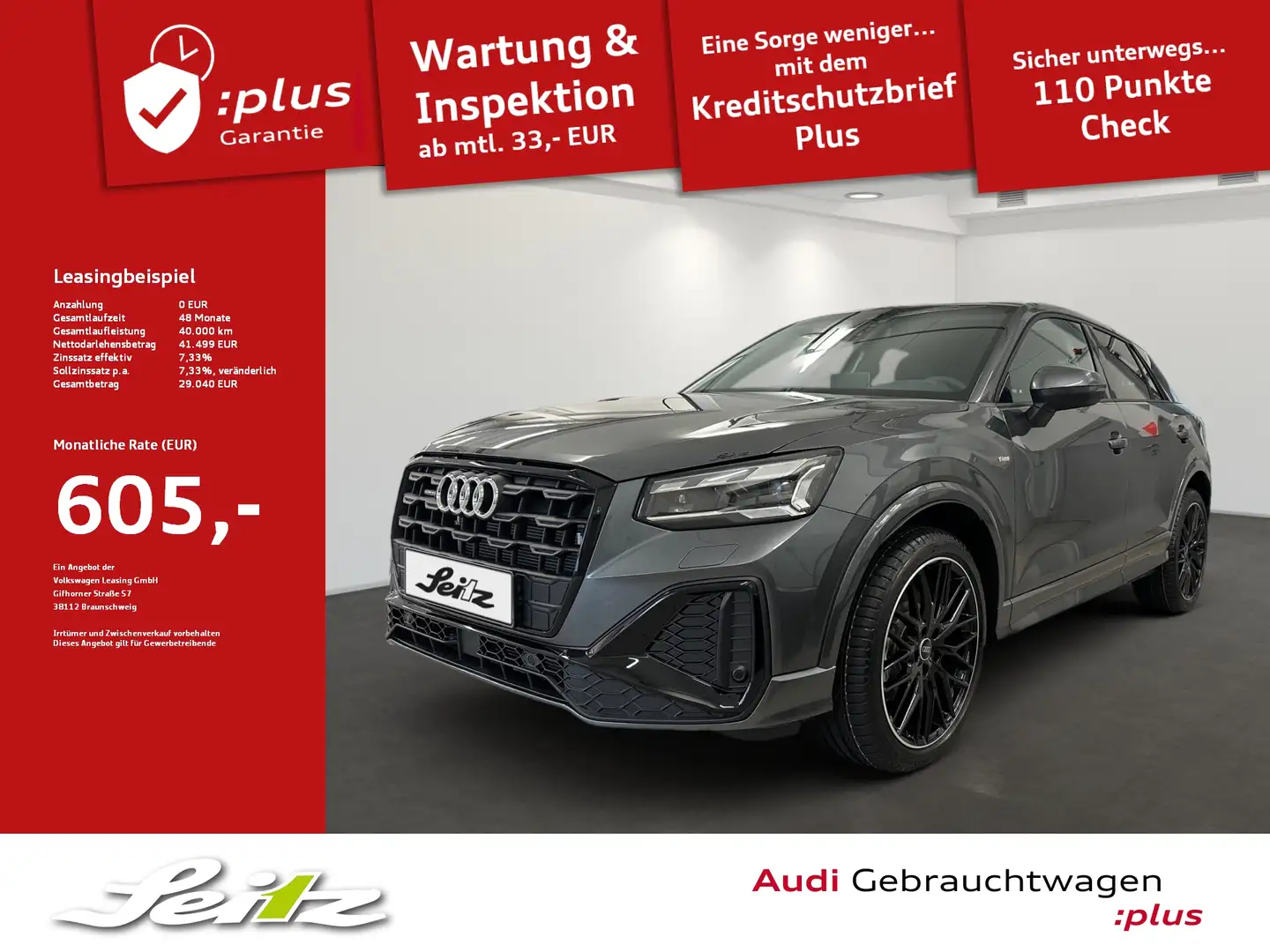 Audi Q2 35 TDI quattro S line *AHK*MATRIX*NAVI*KAMERA* Grau - 1