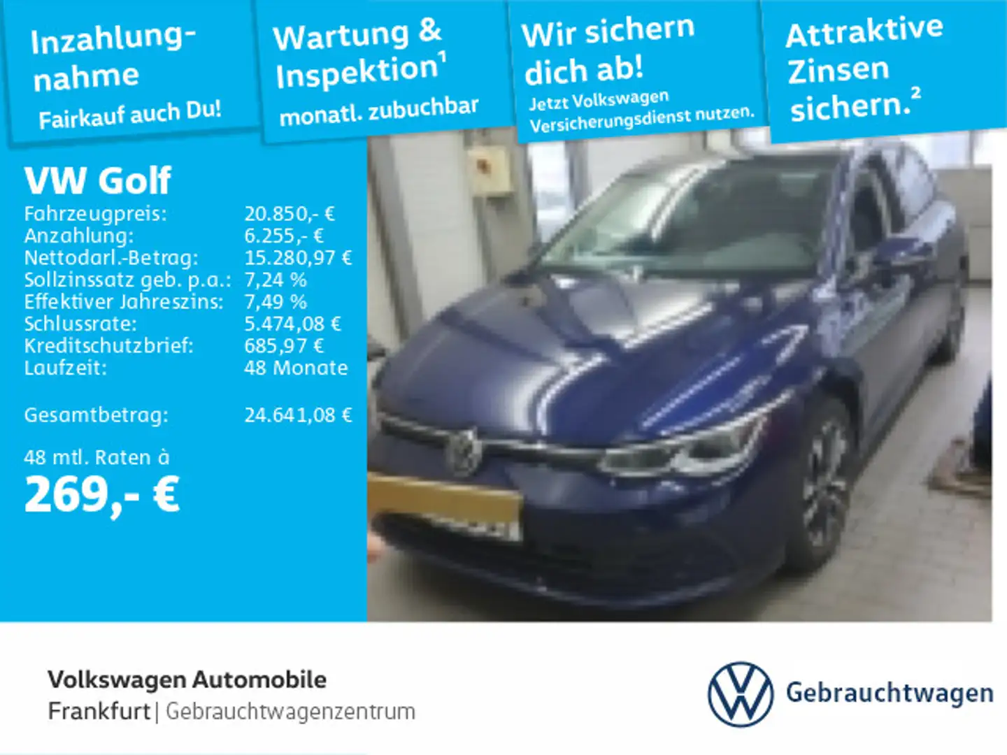 Volkswagen Golf VIII 1.5 TSI United Navi IQ.Light LaneAssis Blau - 1