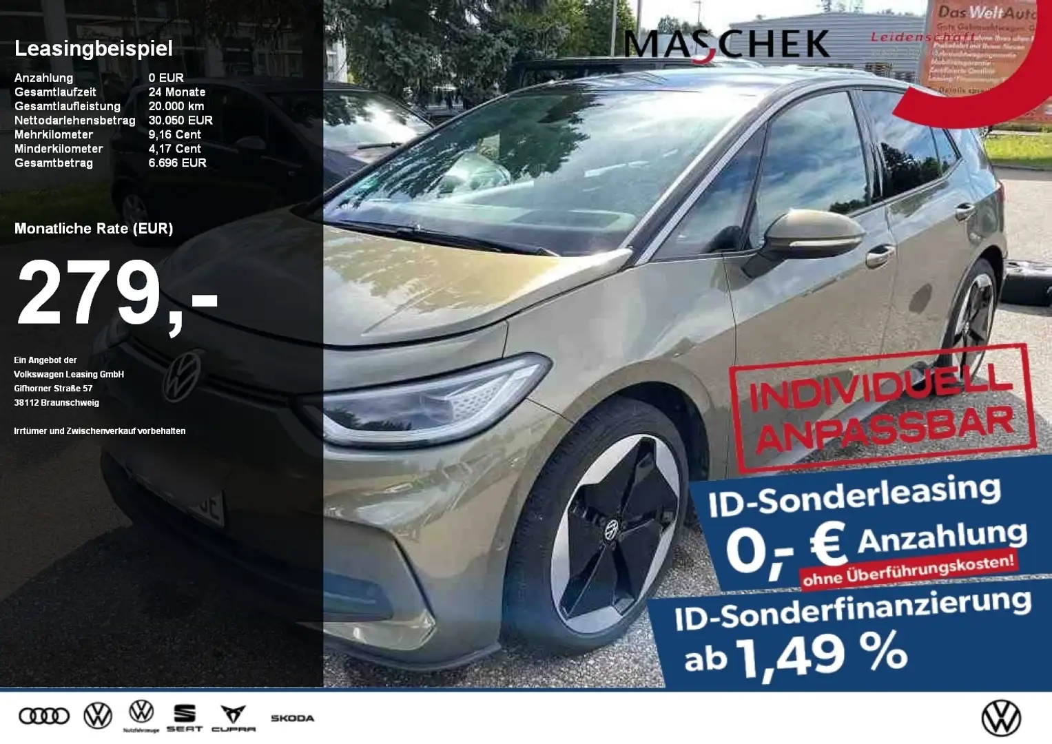 Volkswagen ID.3 Pro S Area View Sonderleasing Massage Matrix Schwarz - 1