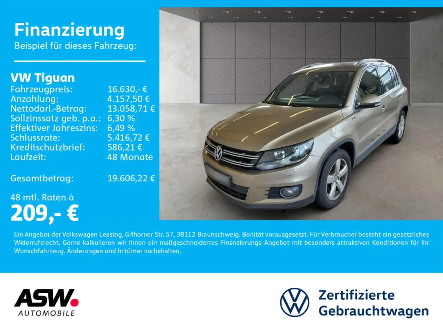 Volkswagen Tiguan Lounge 2.0 TDI Navi RFK PANO SHZ AHK Beige - 1