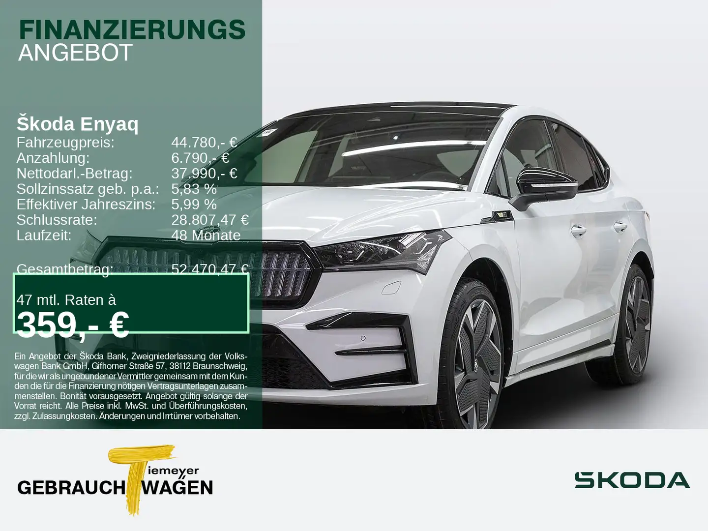 Skoda Enyaq Coupe iV RS 4x4 Suite AHK LM21 WÄRMEPUMPE Weiß - 1