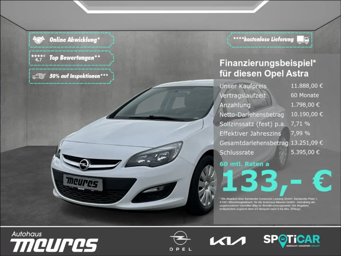 Opel Astra J 1.4 Turbo PDC Klima Freisprech USB MP3 eFH Wit - 1
